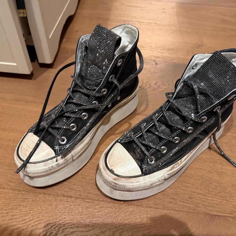 Converse Black Glitter Platform High-Top Sneakers
